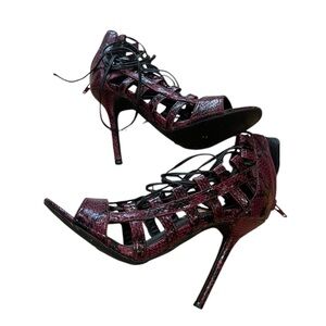 Women's Burgundy Lace-Up Heels